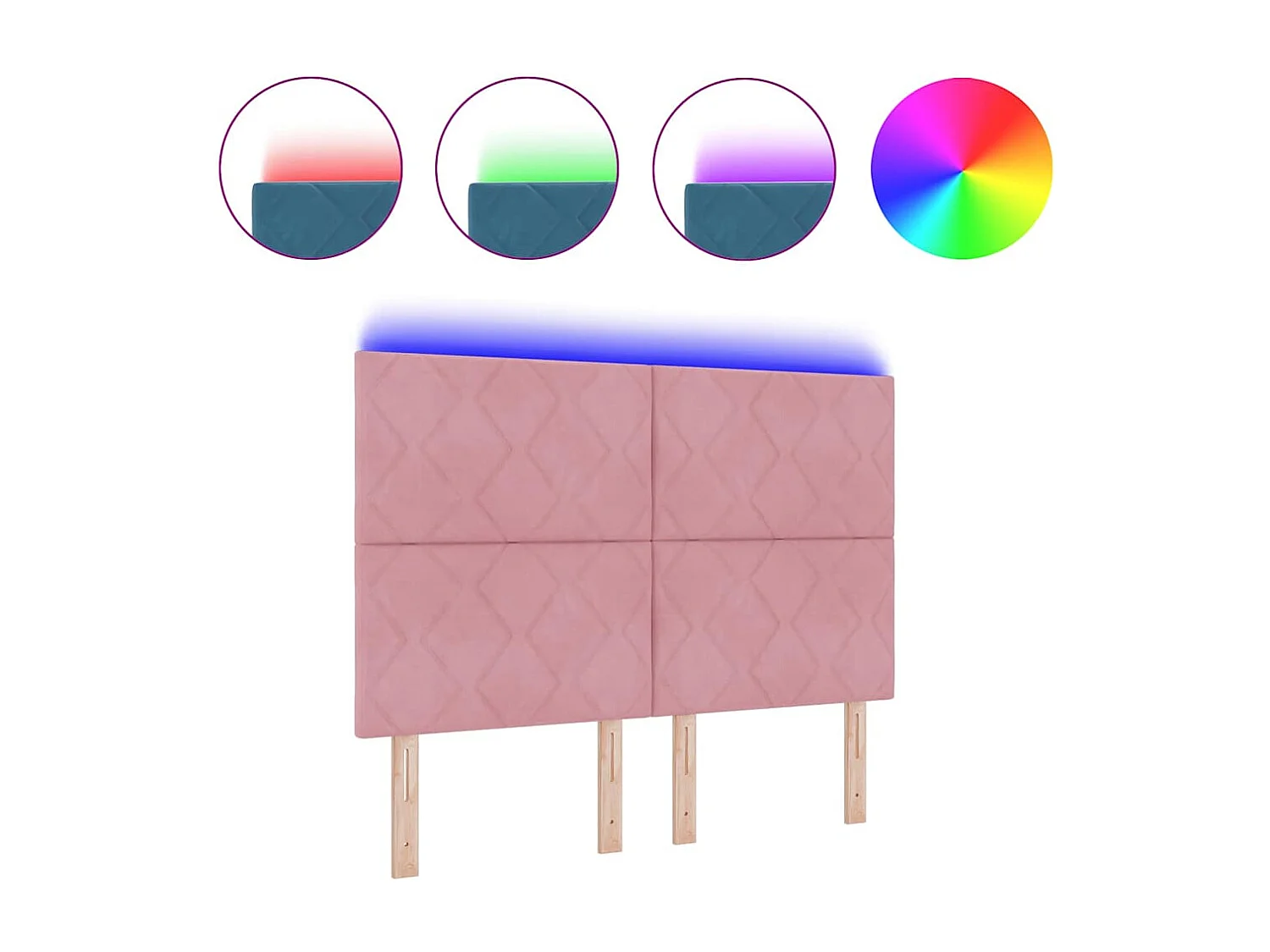 Tête de Lit | Panneau de tête pour lit Moderne LED avec des lumières à LED Rose 160 cm Velours