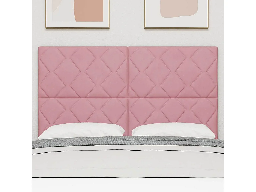 Tête de Lit | Panneau de tête pour lit Moderne LED avec des lumières à LED Rose 160 cm Velours