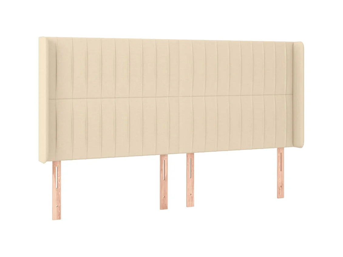 Mueble cabecero | Cabezal de cama | Cabecero con LED de tela color crema 183x16x118/128 cm