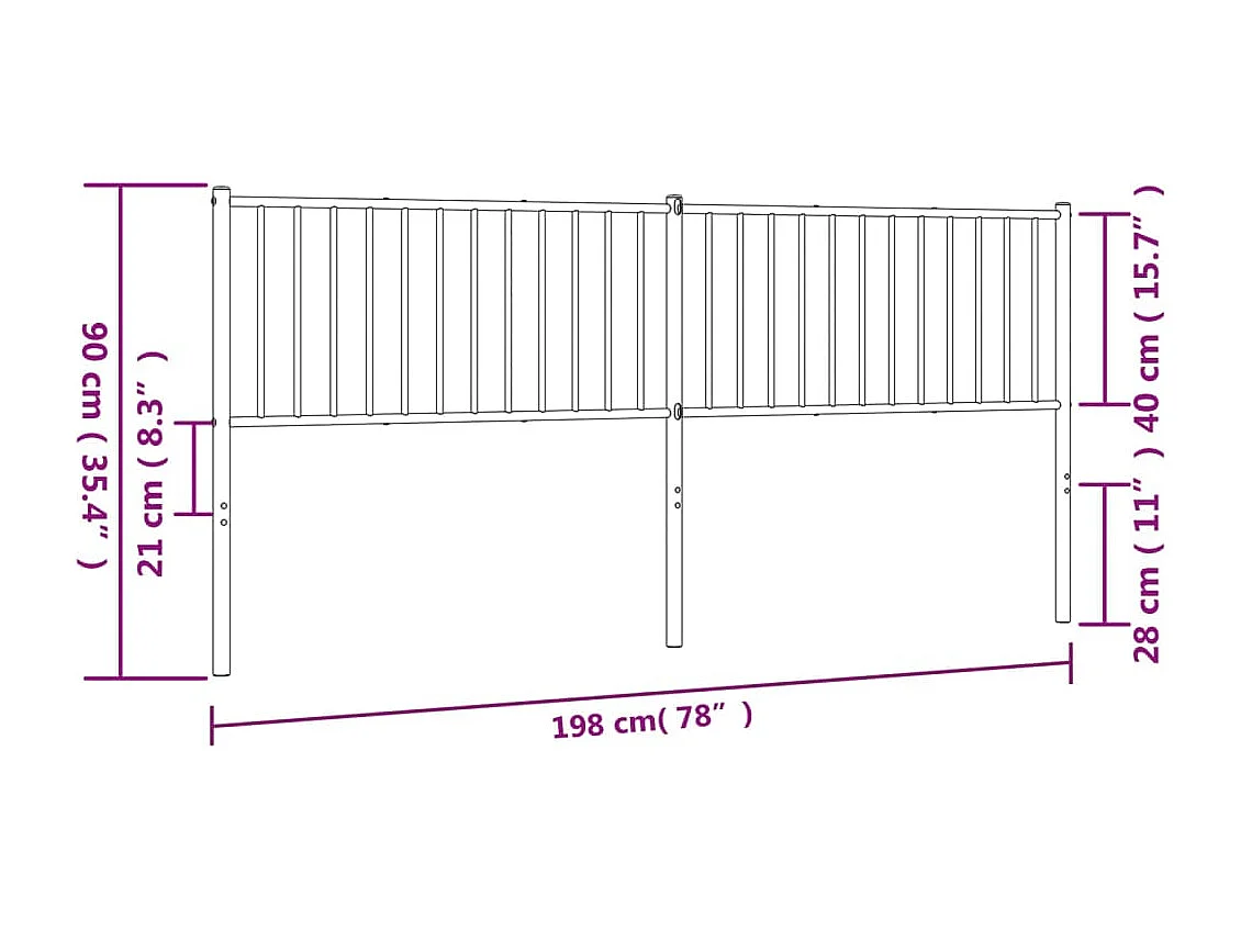 Mueble cabecero | Cabezal de cama | Cabecero de metal negro 193 cm