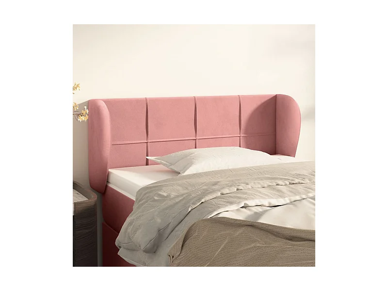 Mueble cabecero | Cabezal de cama | Cabecero de terciopelo rosa 93x23x78/88 cm