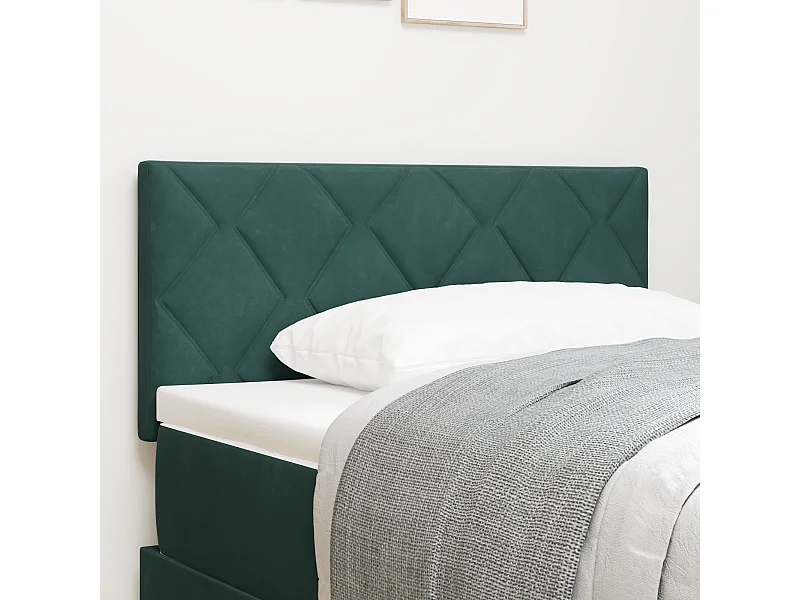 Mueble cabecero | Cabecero | Cabezal de cama LED Geométrico Manual Verde oscuro 100 cm Terciopelo