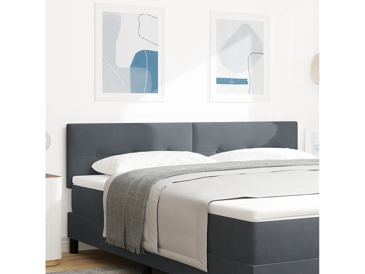 Tête de lit Montage mural | Panneau de tête pour lit Moderne  Gris foncé 180 cm Velours