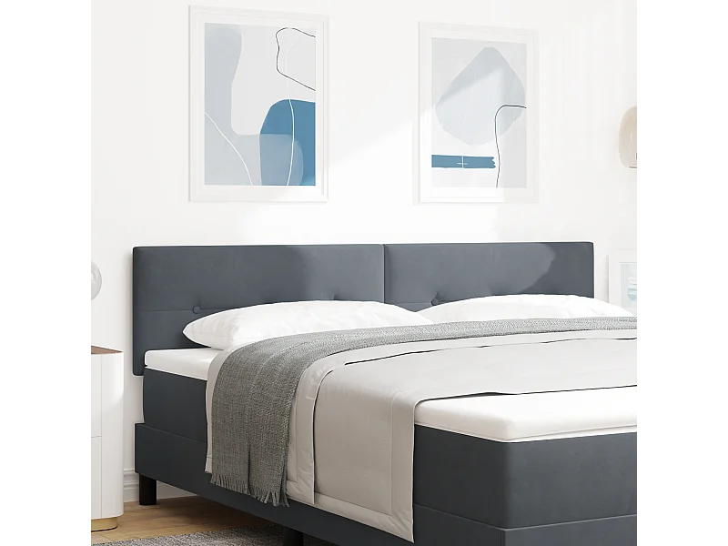 Tête de lit Montage mural | Panneau de tête pour lit Moderne  Gris foncé 180 cm Velours