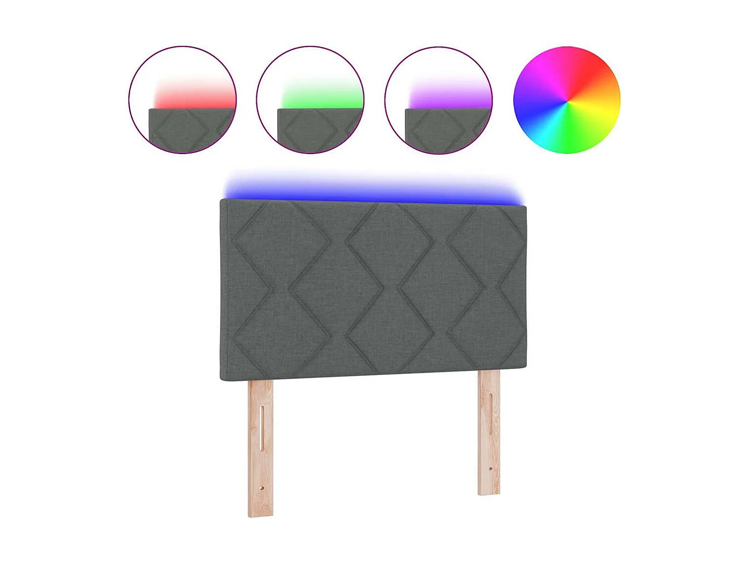 Tête de Lit | Panneau de tête pour lit Moderne avec des lumières à LED Réglable Gris 80 cm tissu