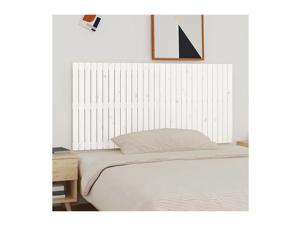 Cabecero de Cama | Cabezal de cama | Mueble de cabecero de pared madera maciza pino blanco 185x3x90 cm