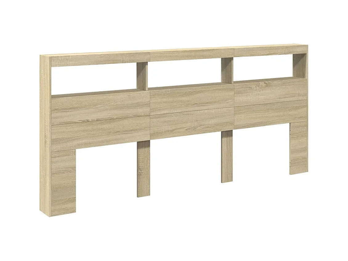 Cabecero de Cama | Cabezal de cama | Mueble de cabecero con LED roble Sonoma 220x17x102 cm