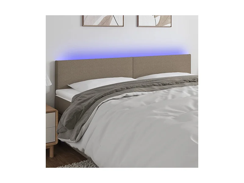 Tête de Lit | Panneau de tête pour lit Moderne à LED Taupe 200x5x78/88 cm Tissu