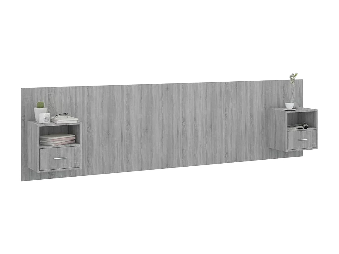 Tête de Lit avec rangement | Tête de lit avec armoires sonoma gris Bois d'ingénierie