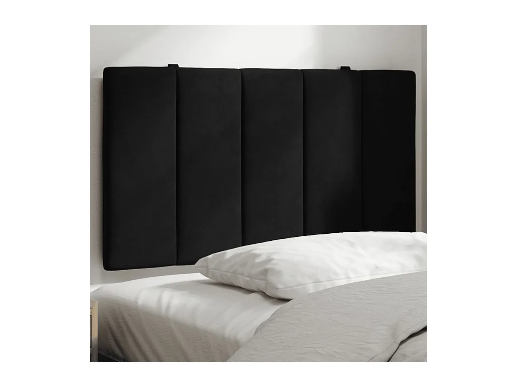 Cabecero de Cama | Cabezal de cama | Mueble de cabecero acolchado Hanko terciopelo negro 80 cm