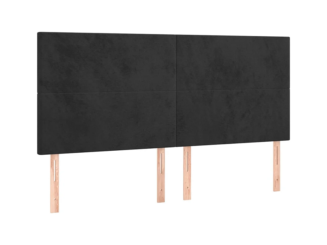 Cabeceros | Cabezal de cama | Mueble de cabecero 4 unidades de terciopelo negro 80x5x78/88 cm