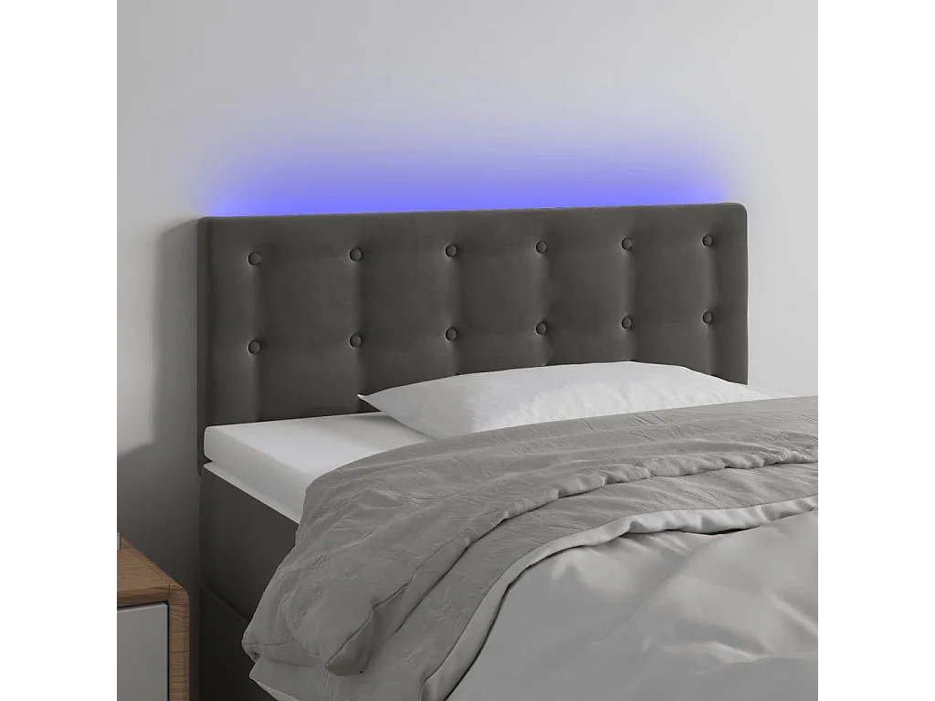 Hoofdbord | Hoofdeinde LED 100x5x78/88 cm fluweel donkergrijs