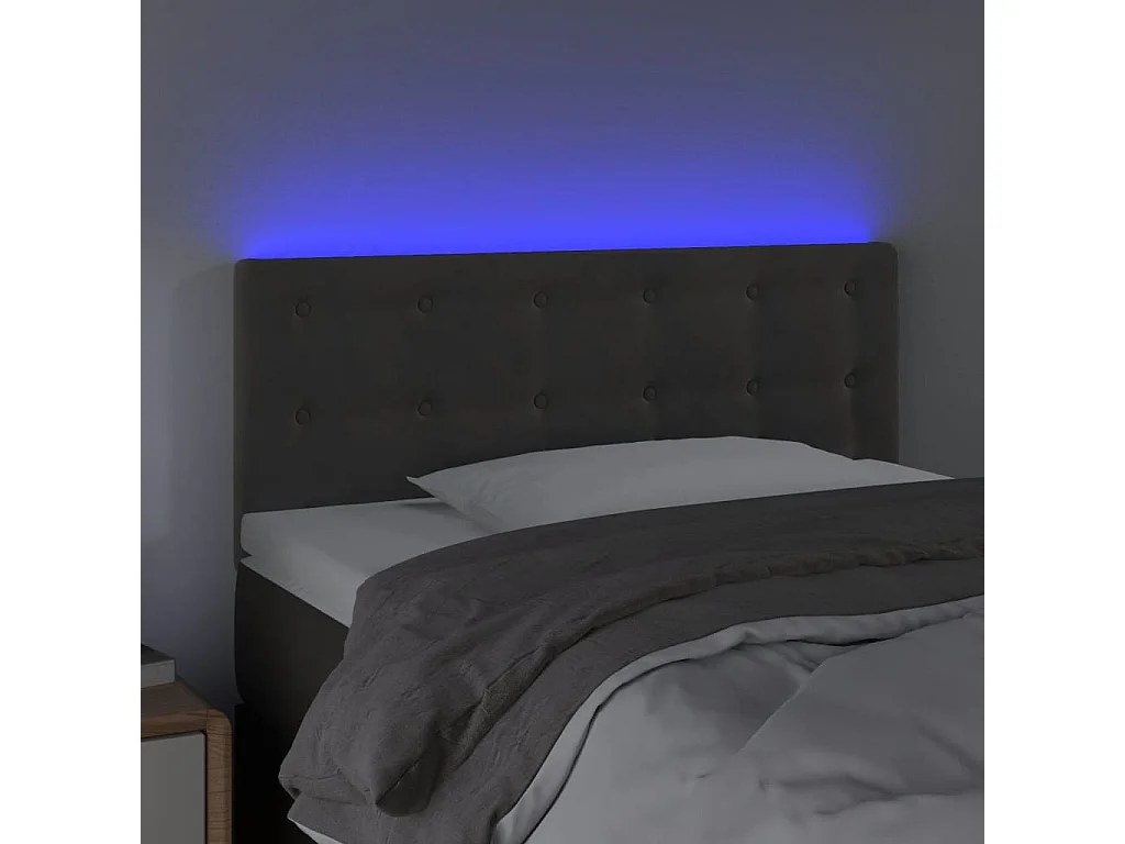 Hoofdbord | Hoofdeinde LED 100x5x78/88 cm fluweel donkergrijs