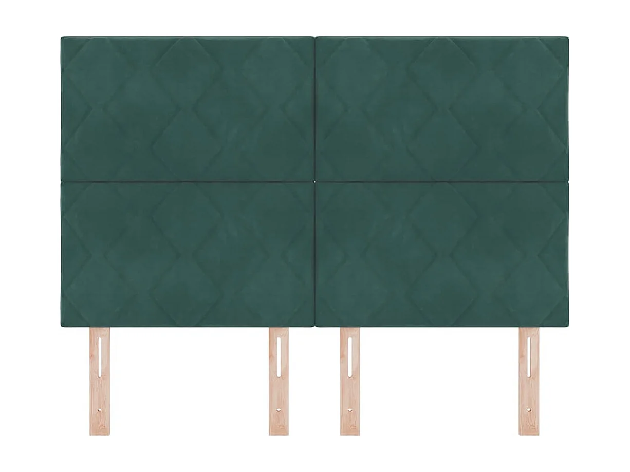 Tête de Lit | Panneau de tête pour lit Moderne LED Geometric Manuel Vert foncé 144 cm Velours