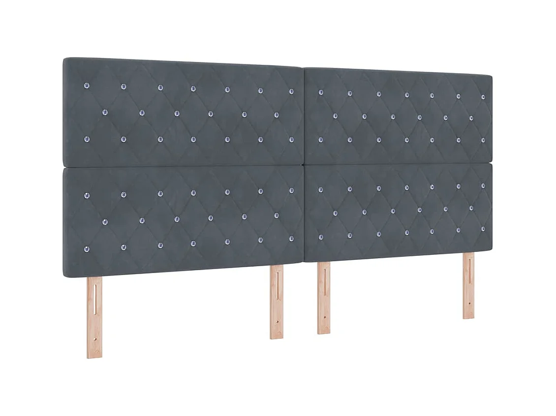 Tête de Lit | Panneau de tête pour lit Moderne LED Argyle Manuel Gris foncé 100 cm Velours