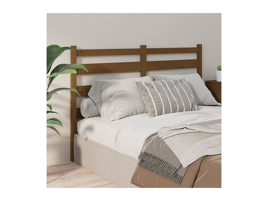Tête de Lit | Panneau de tête pour lit Moderne Marron miel 126x4x100 cm Bois massif de pin