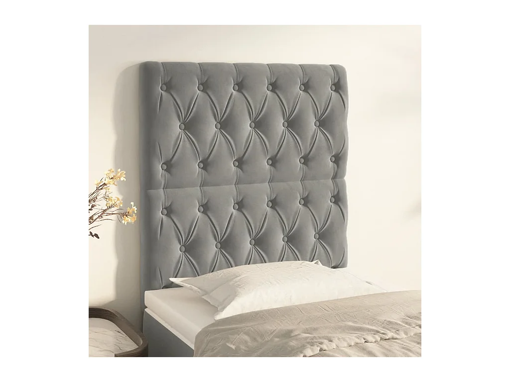 Têtes de lit | Panneaux de tête pour lit Moderne 2 pcs Gris clair 80x7x78/88 cm Velours