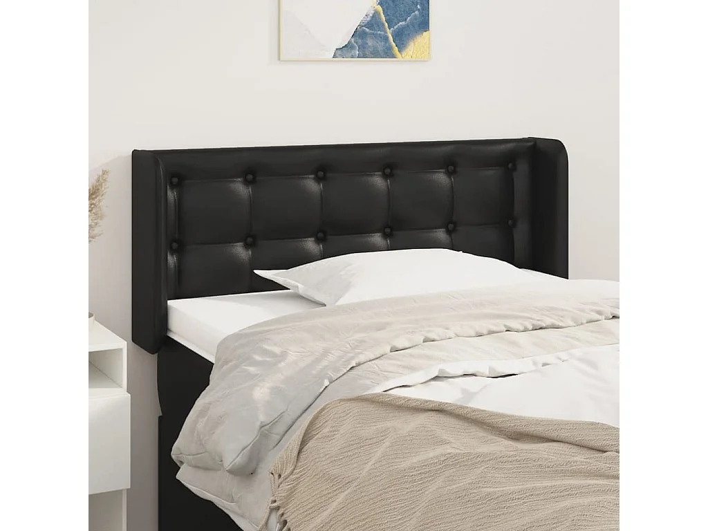 Tête de Lit | Panneau de tête pour lit Moderne avec oreilles Noir 103x16x78/88 cm Similicuir