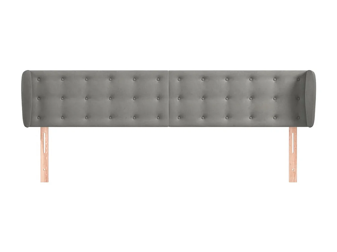 Tête de Lit | Panneau de tête pour lit Moderne avec oreilles Gris clair 163x23x78/88 cm Velours