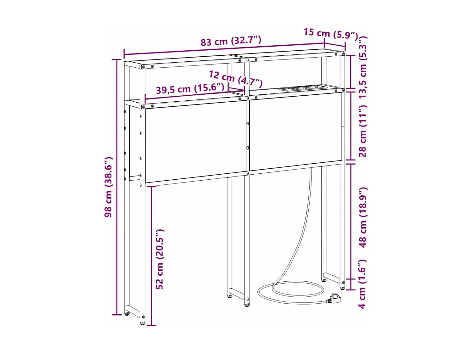 Tête de Lit de rangement | Panneau de tête pour lit Chêne sonoma 80 cm Bois d'ingénierie