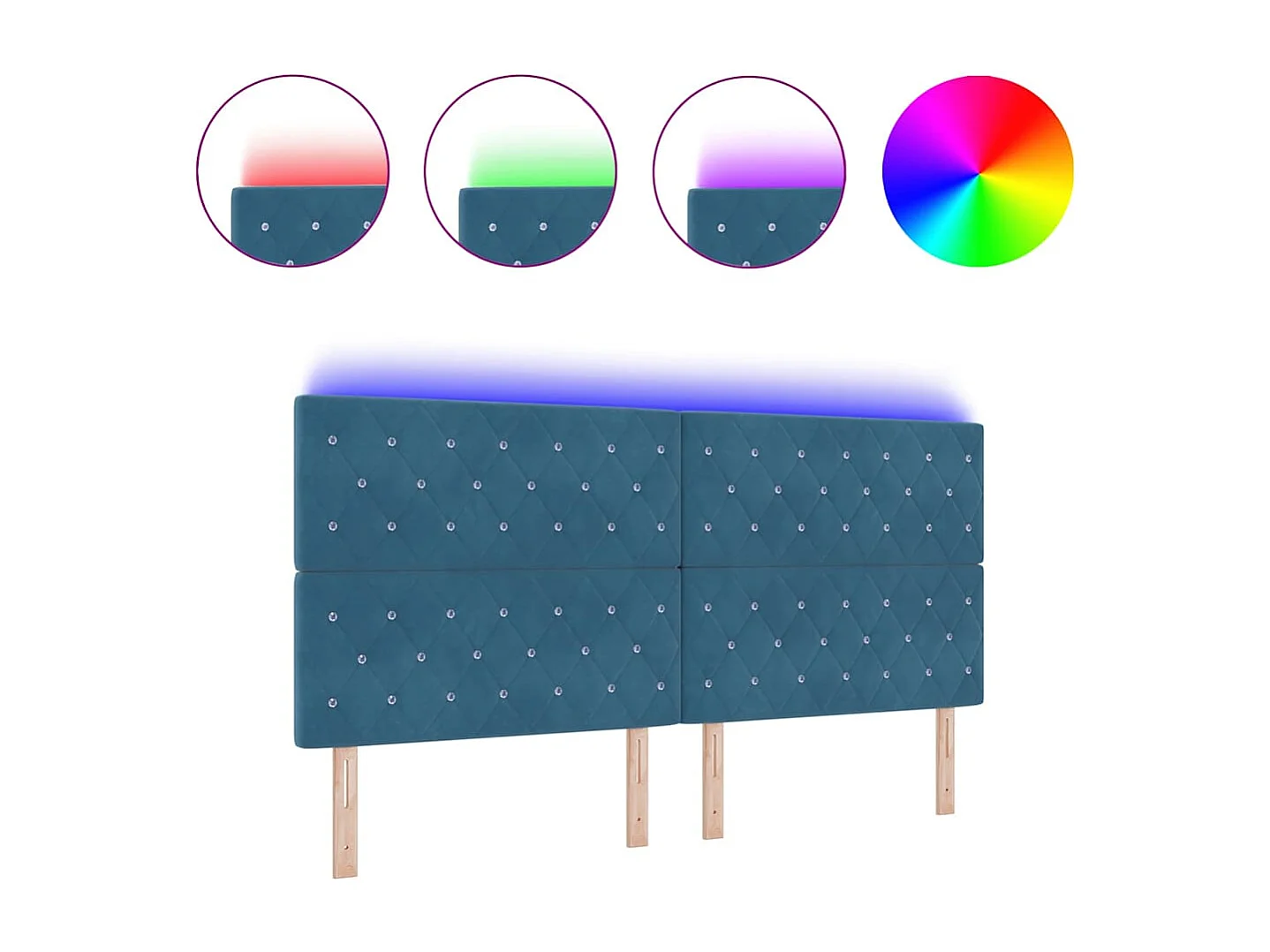 Tête de Lit | Panneau de tête pour lit Moderne LED Argyle Manuel Bleu foncé 100 cm Velours
