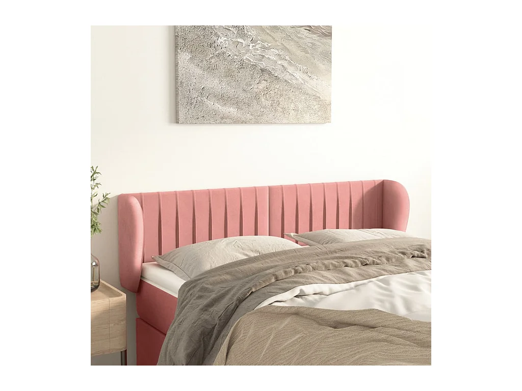 Tête de Lit | Panneau de tête pour lit Moderne avec oreilles Rose 147x23x78/88 cm Velours