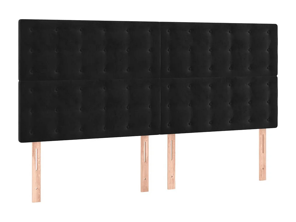 Tête de Lit | Panneau de tête pour lit Moderne à LED Noir 200x5x118/128 cm Velours