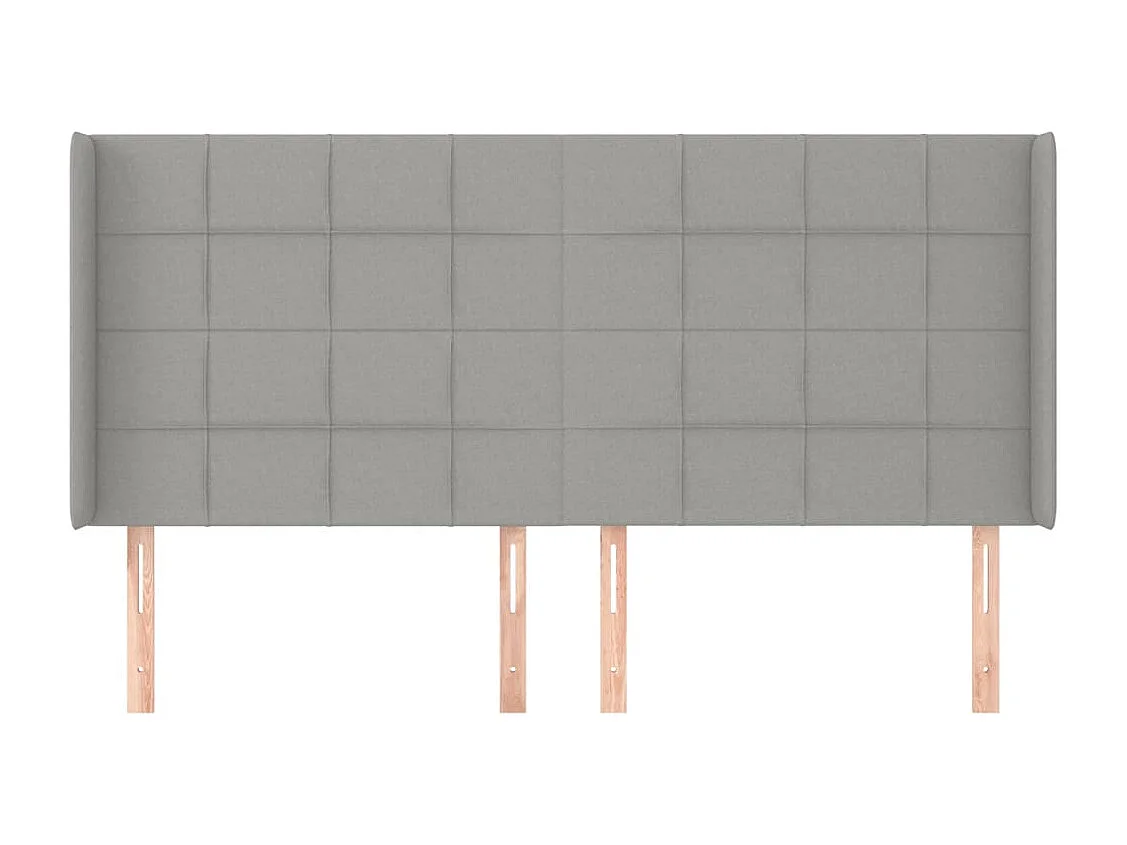 Cabecero | Cabezal de Cama | Mueble cabecero con orejas de tela gris claro 183x16x118/128 cm