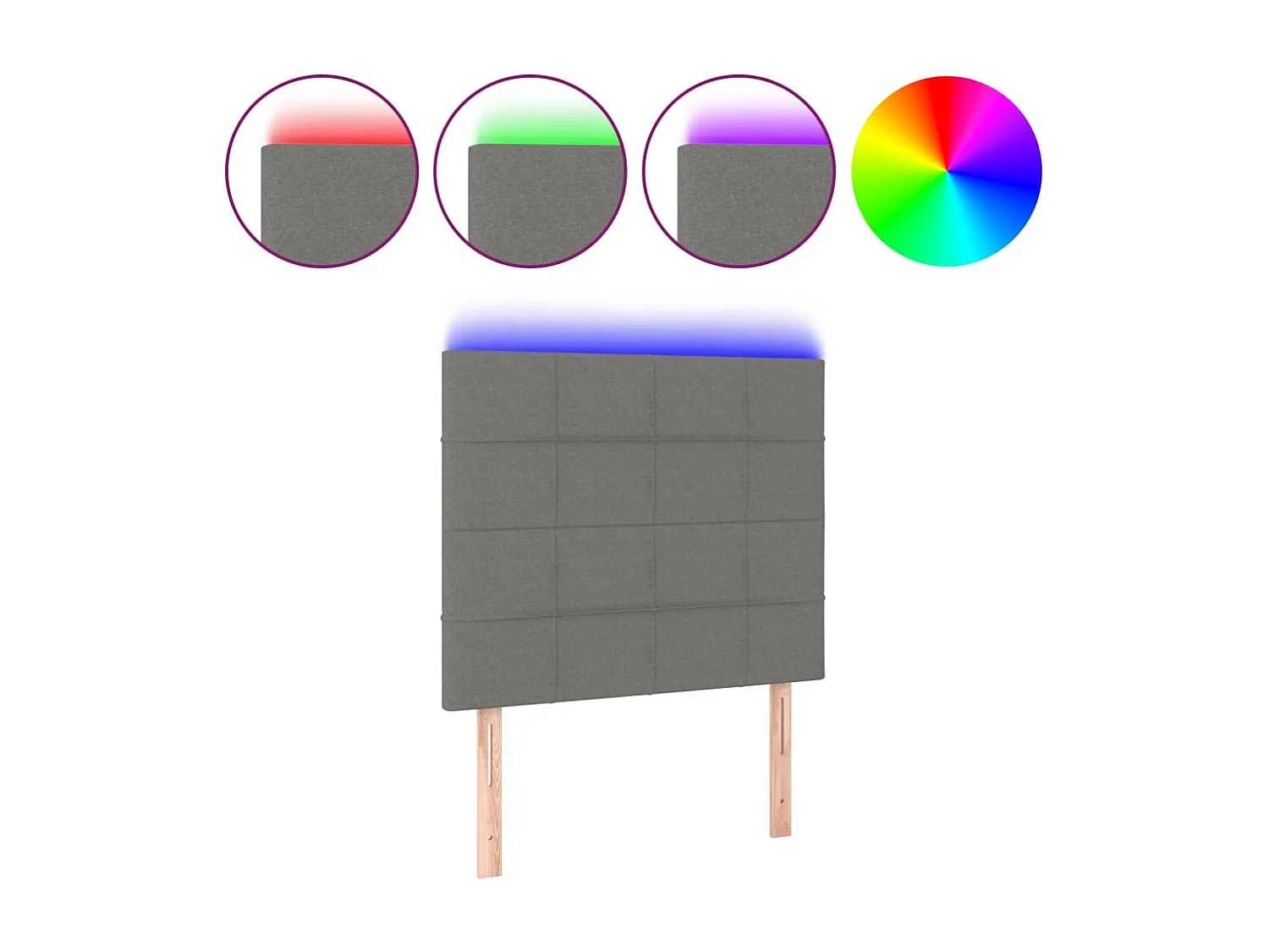 Cabecero | Cabezal de Cama | Mueble cabecero con luces LED tela gris oscuro 100x5x118/128 cm