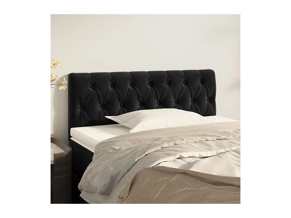 Tête de Lit | Panneau de tête pour lit Moderne Noir 90x7x78/88 cm Velours
