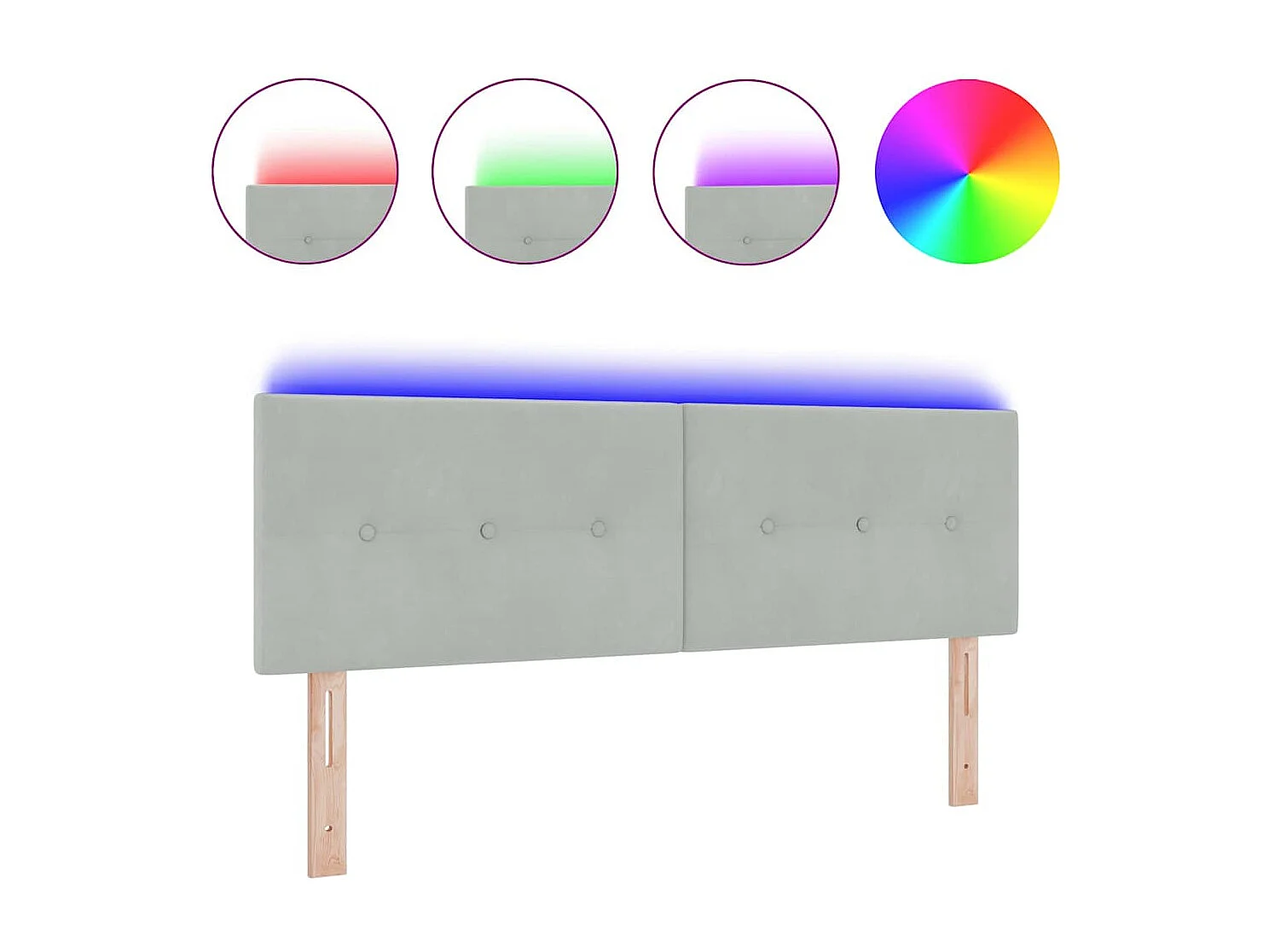 Tête de Lit | Panneau de tête pour lit Moderne avec des lumières à LED Gris clair 80 cm Velours