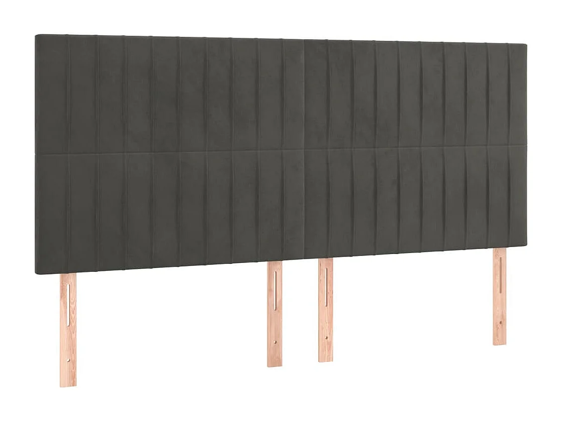 Cabeceros | Cabezal de cama | Mueble de cabecero 4 unidades de terciopelo gris oscuro 80x5x78/88 cm