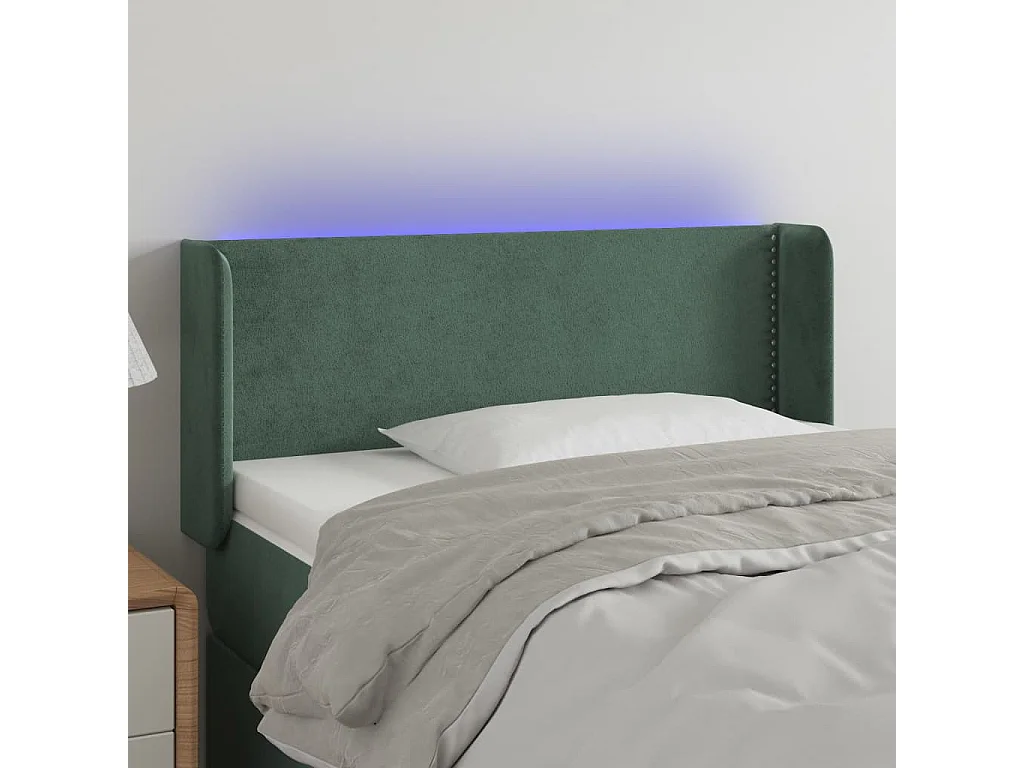 Hoofdbord | Hoofdeinde LED 83x16x78/88 cm fluweel donkergroen