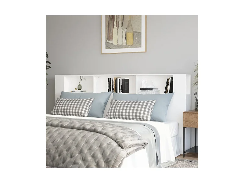 Cabecero de Cama | Cabezal de Cama | Mueble cabecero blanco 220x18,5x104,5 cm