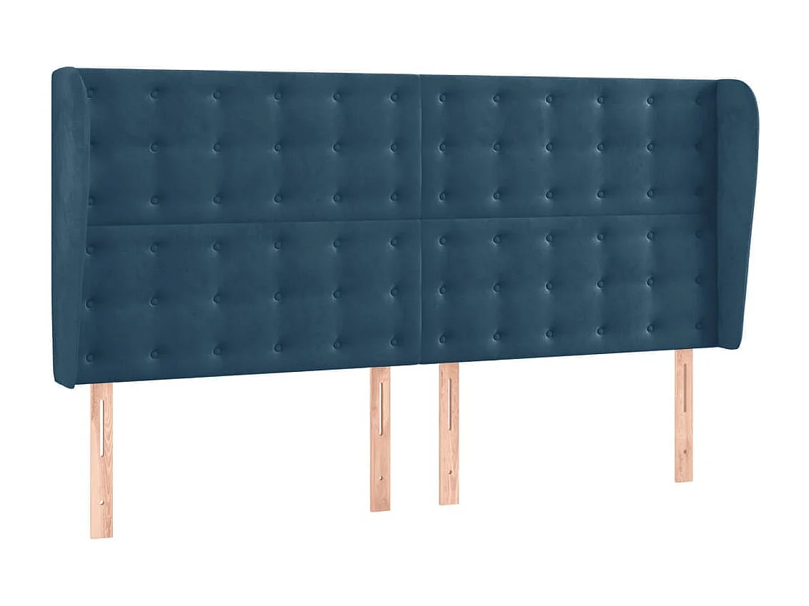 Tête de Lit | Panneau de tête pour lit Moderne avec oreilles Bleu foncé 203x23x118/128 cm Velours