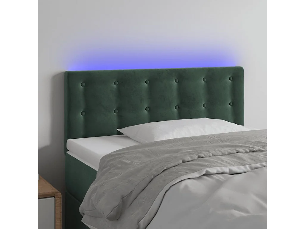 Hoofdbord | Hoofdeinde LED 100x5x78/88 cm fluweel donkergroen
