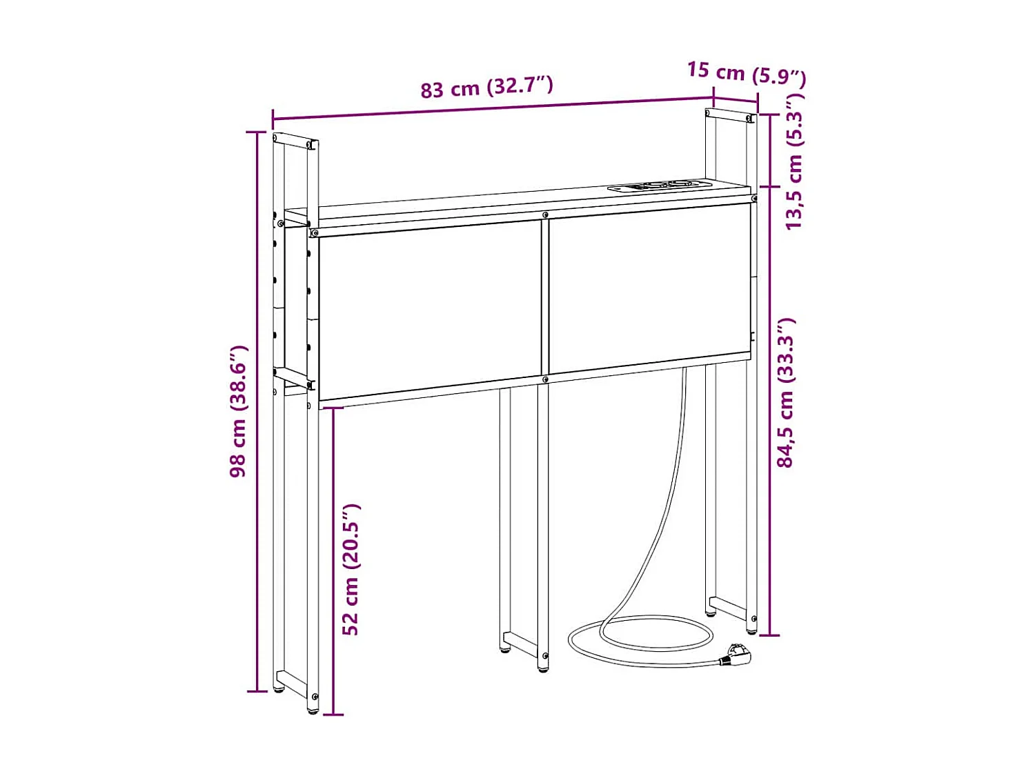 Tête de Lit de rangement | Panneau de tête pour lit Chêne sonoma 80 cm Bois d'ingénierie