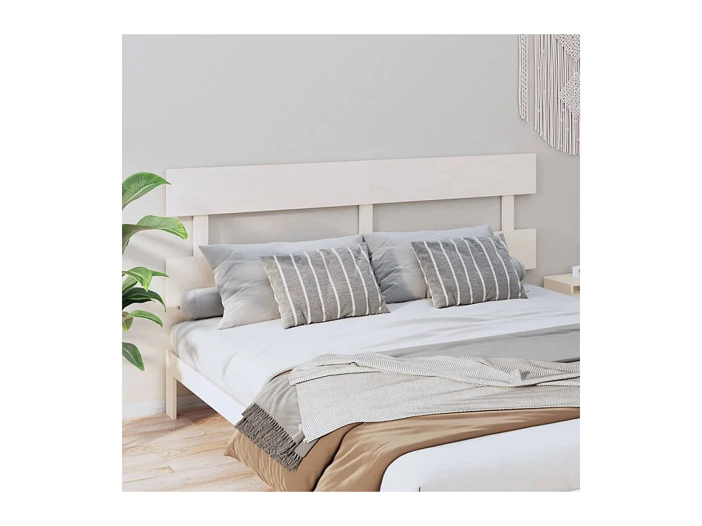 Cabecero de Cama | Cabezal de cama | Mueble de cabecero madera maciza de pino blanco 204x3x81 cm