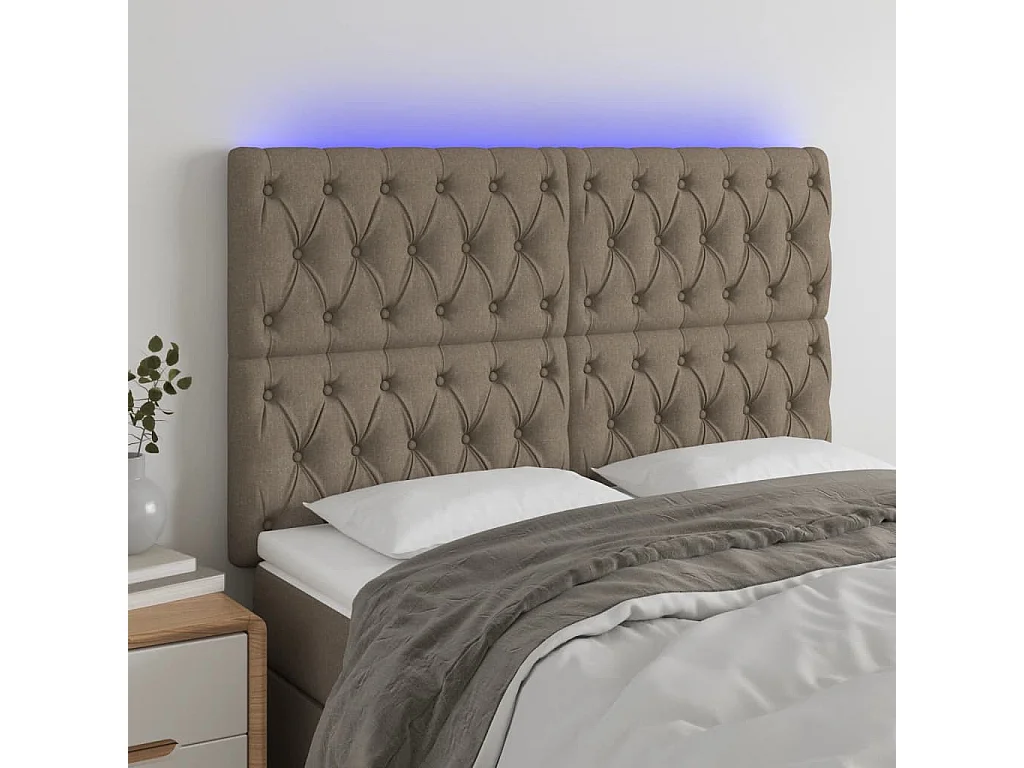 Hoofdbord | Hoofdeinde LED 144x7x118/128 cm stof taupe