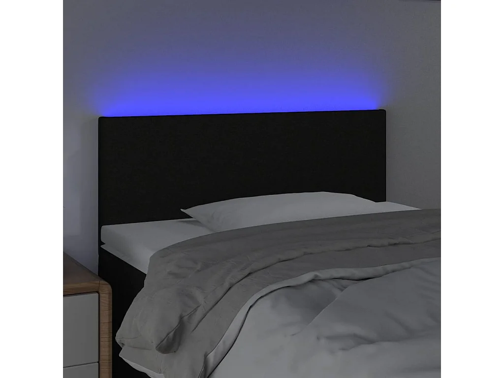 Mueble cabecero | Cabezal de cama | Cabecero con LED de tela negro 90x5x78/88 cm