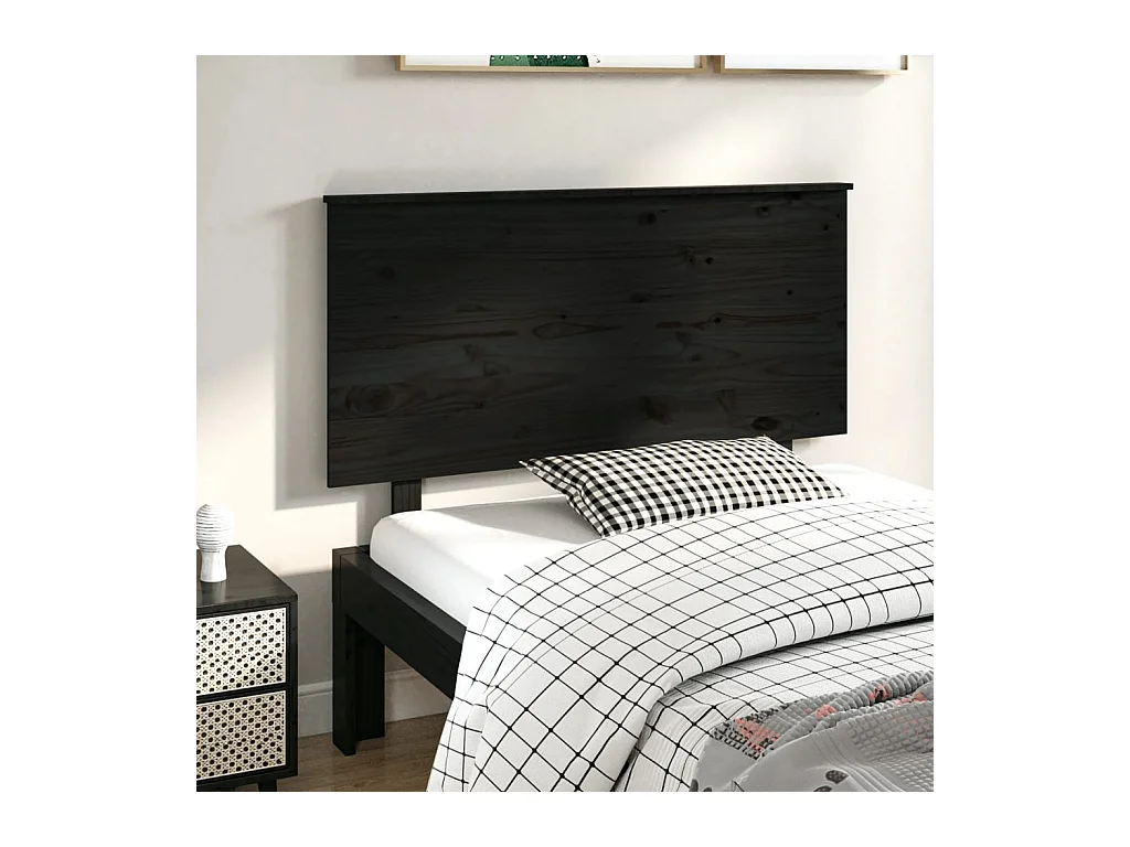 Cabecero de Cama | Cabezal de cama | Mueble de cabecero madera maciza de pino negro 124x6x82,5 cm