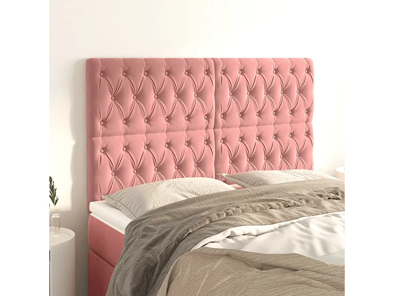 Têtes de lit | Panneaux de tête pour lit Moderne 4 pcs Rose 72x7x78/88 cm Velours