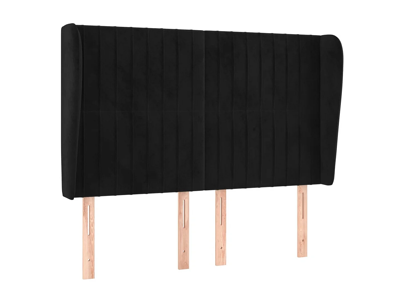 Tête de Lit | Panneau de tête pour lit Moderne avec oreilles Noir 147x23x118/128 cm Velours