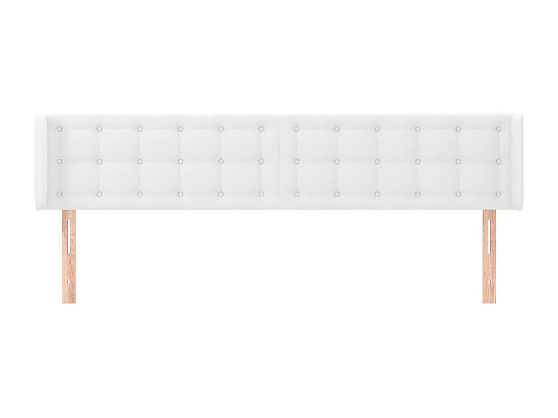 Tête de Lit | Panneau de tête pour lit Moderne avec oreilles Blanc 183x16x78/88 cm Similicuir