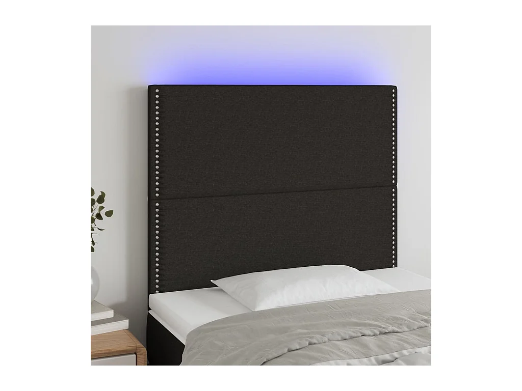 Cabecero | Cabezal de Cama | Mueble cabecero con luces LED tela negro 80x5x118/128 cm