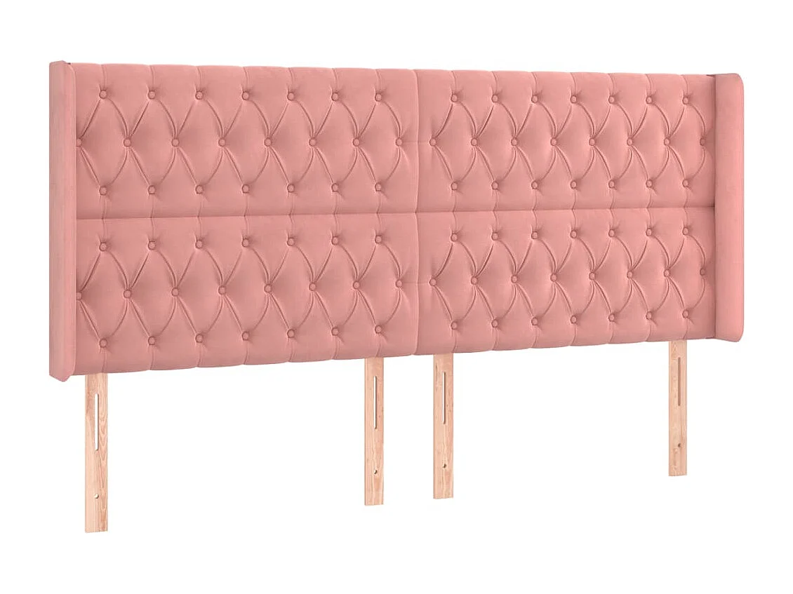 Tête de Lit | Panneau de tête pour lit Moderne avec oreilles Rose 183x16x118/128 cm Velours