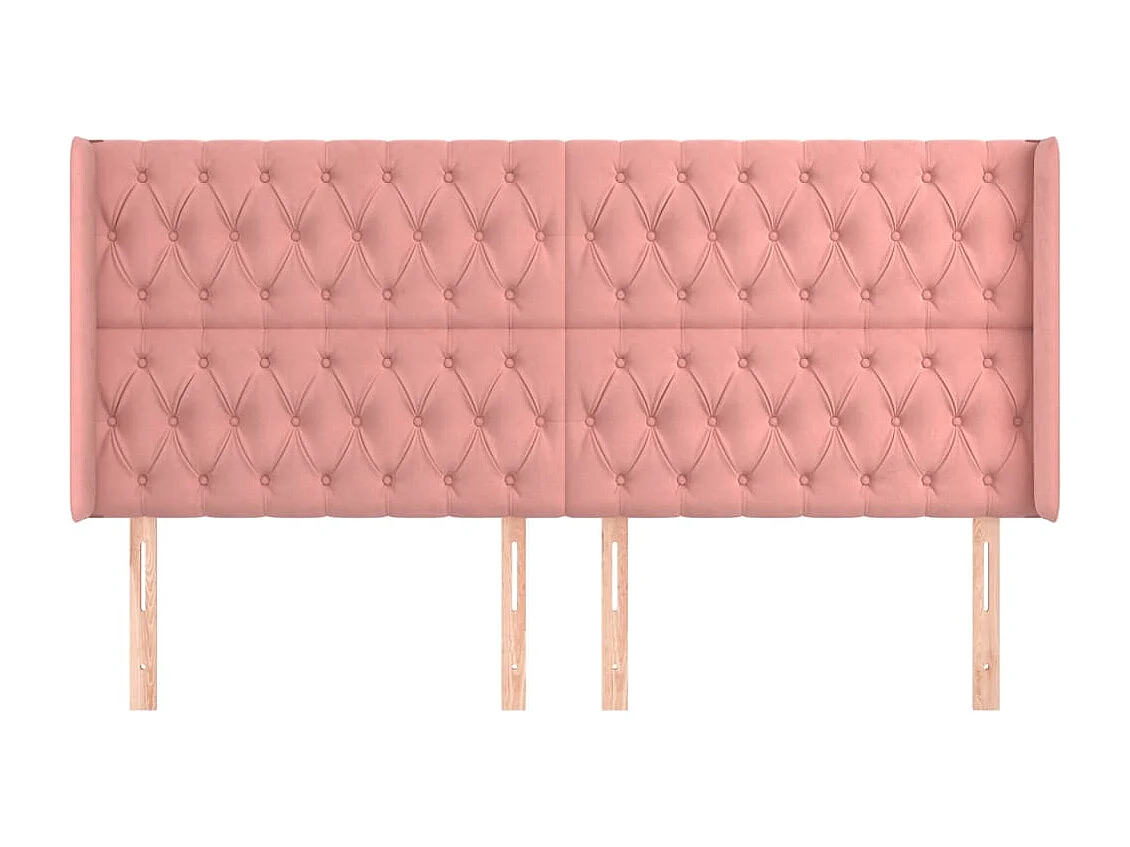 Tête de Lit | Panneau de tête pour lit Moderne avec oreilles Rose 183x16x118/128 cm Velours