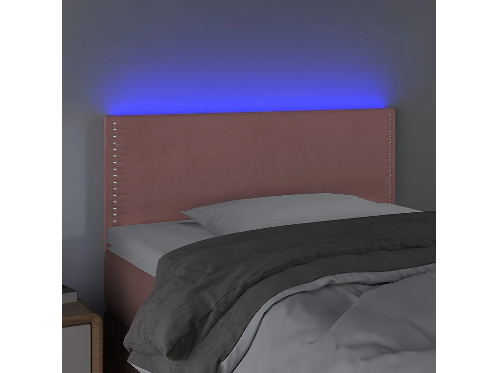 Tête de Lit | Panneau de tête pour lit Moderne à LED Rose 100x5x78/88 cm Velours