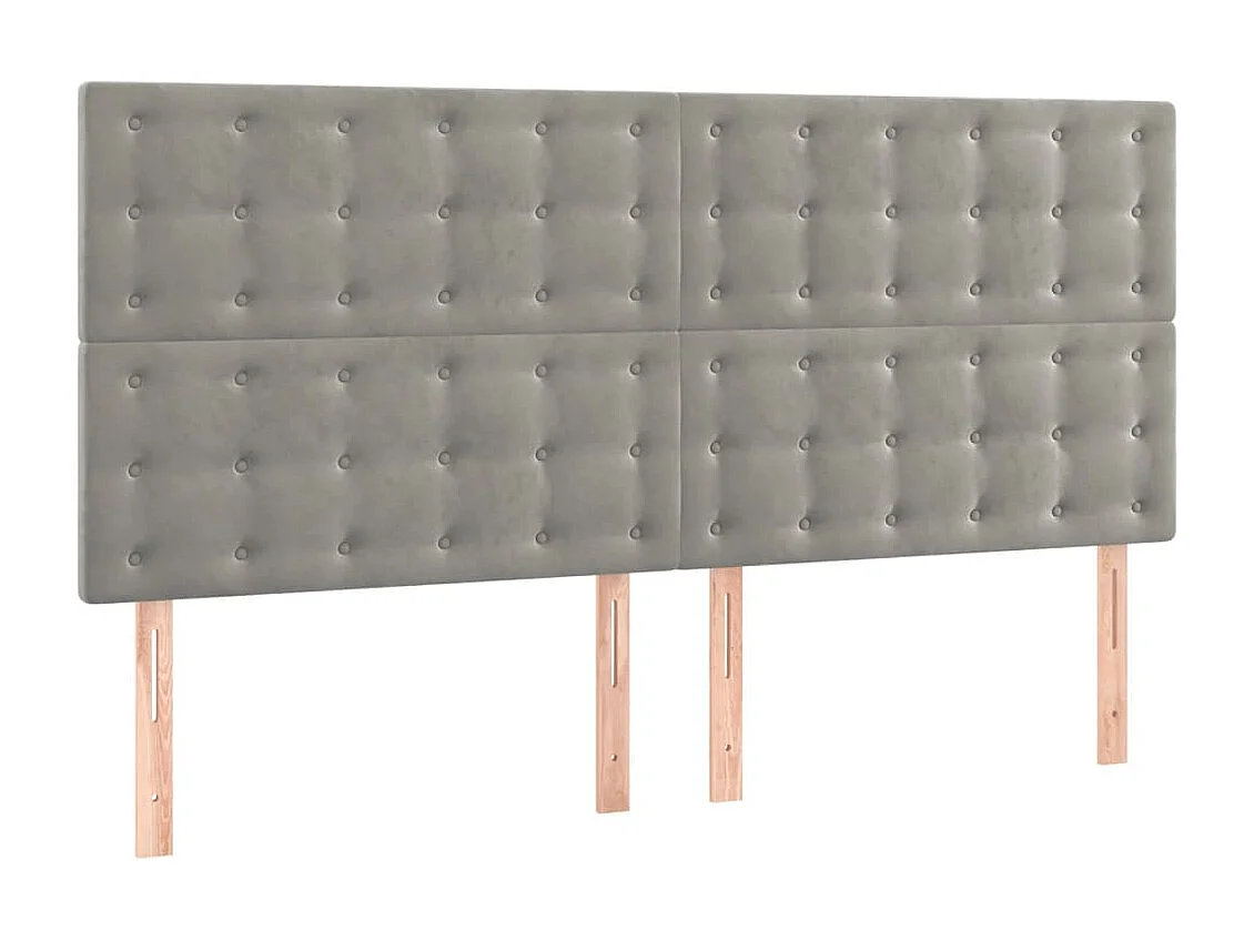 Cabecero | Cabezal de Cama | Mueble cabecero con luces LED terciopelo gris claro 160x5x118/128 cm