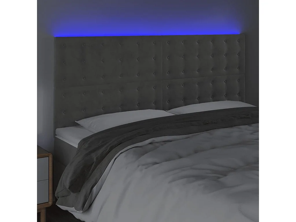 Hoofdbord | Hoofdeinde LED 160x5x118/128 cm fluweel lichtgrijs